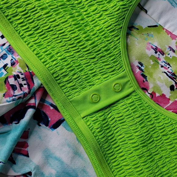 Kendal and Kylie Smocked Thermal Faux Button Scoopneck Bikini Top NWT Me… - Picture 12 of 16